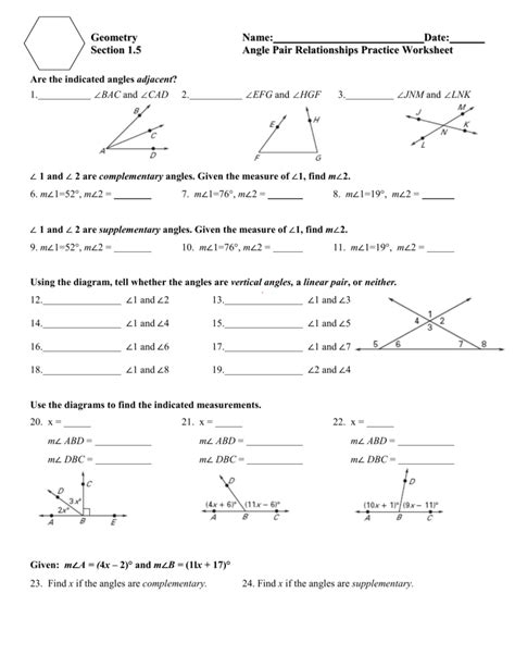 2-4 special pairs of angles worksheet answers